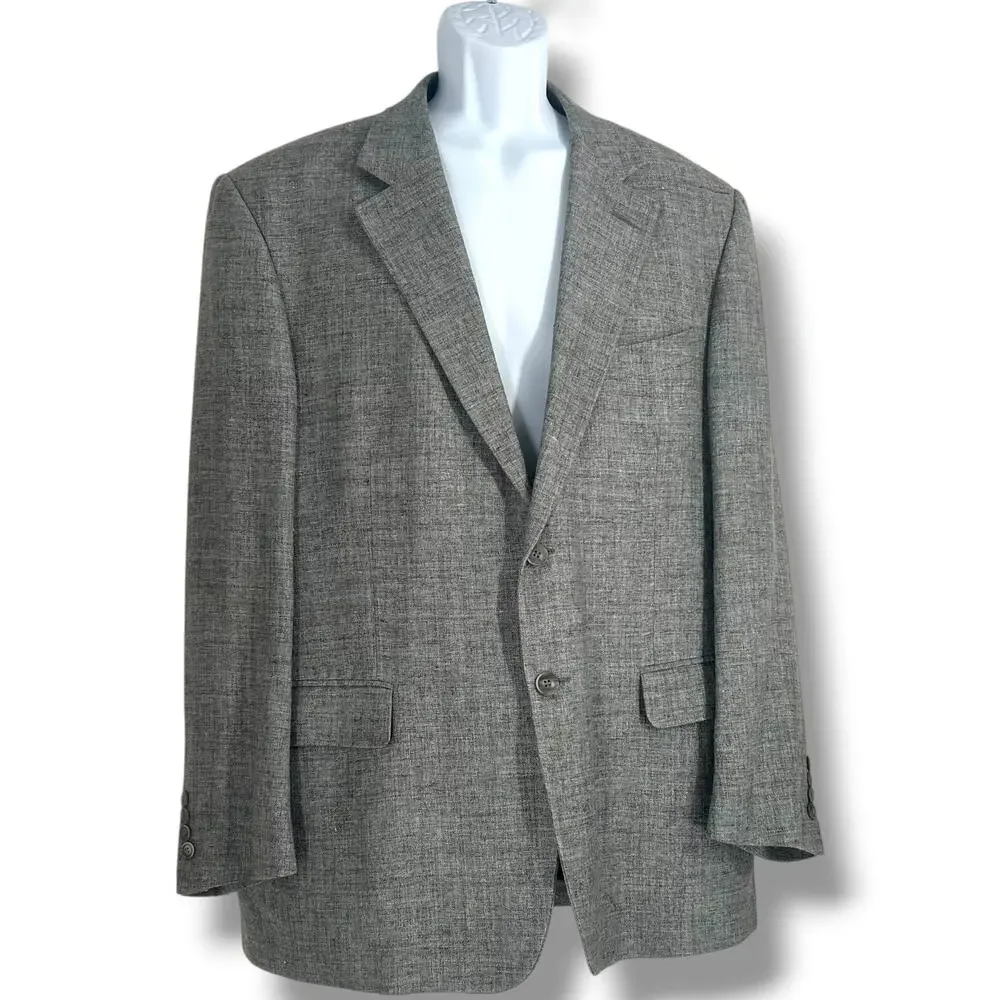 VITO RUFOLO Italian Made Gray Linen Blend Sport Coat Blazer 46R  Formal Event